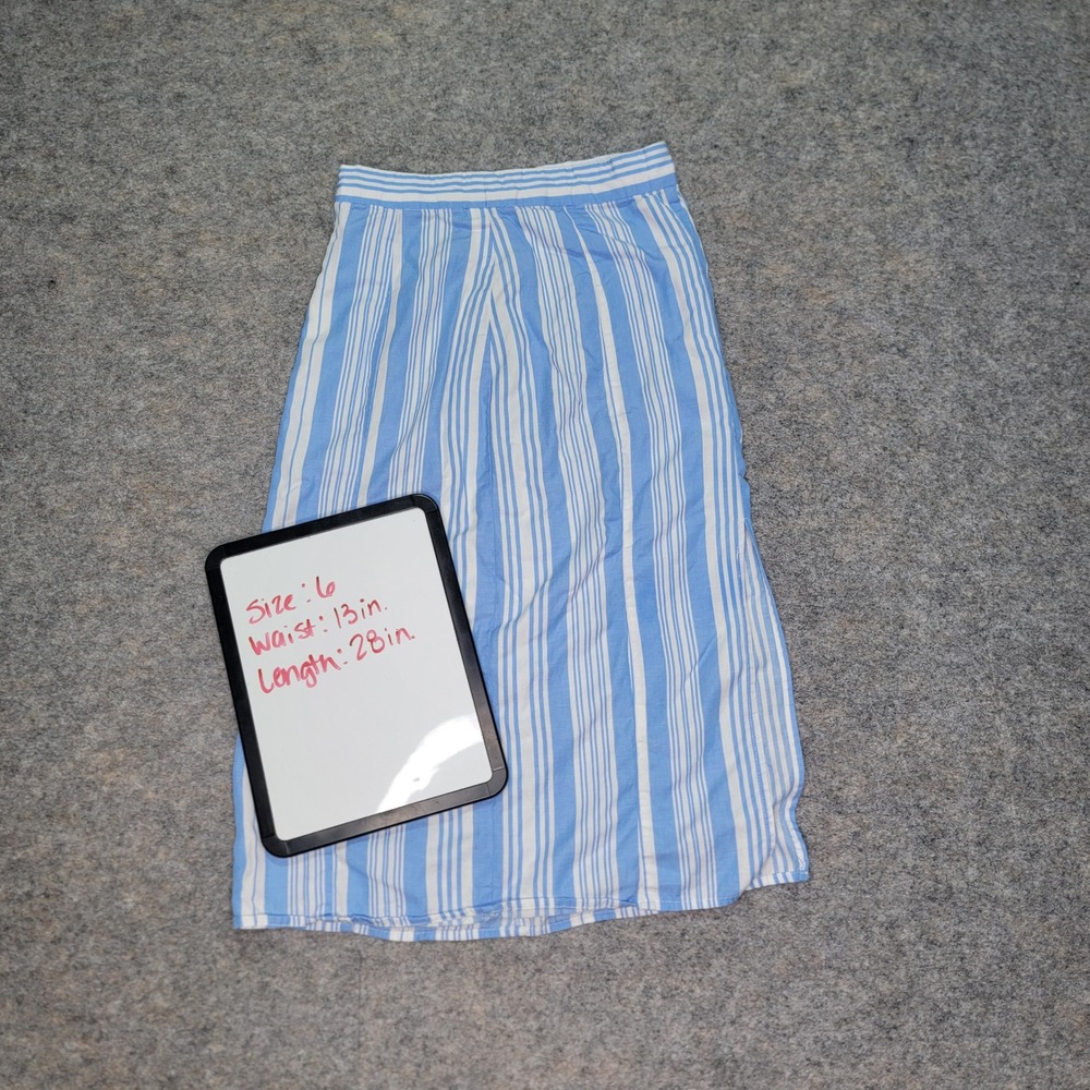 lemlem by Liya‎ Kebede x H&M Blue White Striped Midi Skirt Size 6